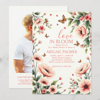 Love in Bloom pink anemones bridal shower Invitation
