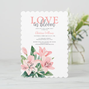 Love in Bloom Pink Floral Bridal Shower Invitation