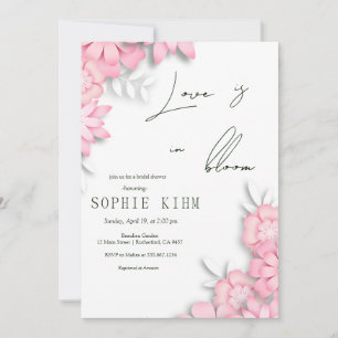 Love In Bloom Pink Floral Bridal Shower Invitation