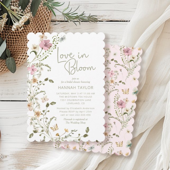 Love In Bloom Pink Floral Bridal Shower Invitation (Creator Uploaded)