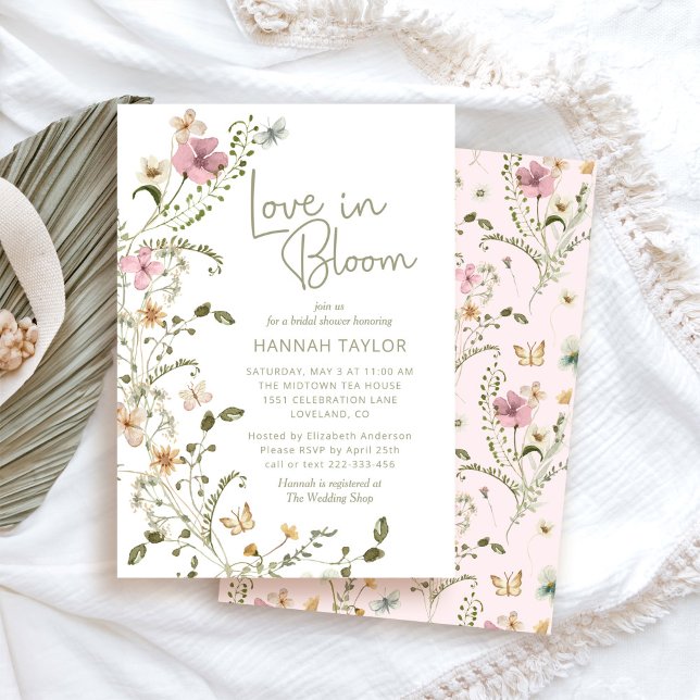 Love In Bloom Pink Floral Bridal Shower Invitation (Creator Uploaded)