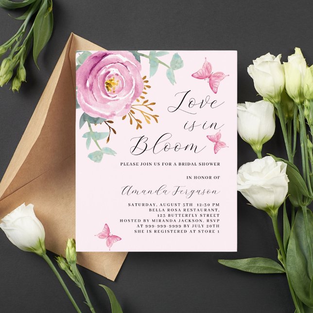 Love in Bloom pink rose butterfly Bridal Shower (Creator Uploaded)