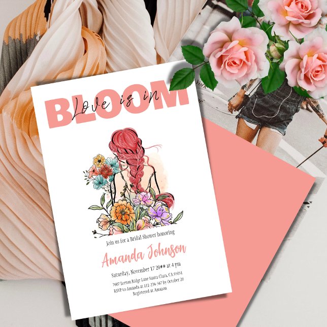 Love in Bloom Pink Wildflower Floral Bridal Shower Invitation (Creator Uploaded)