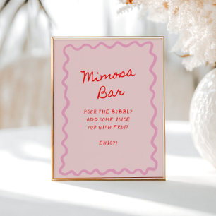 Love in Bloom Red Pink Mimosa Bar Poster
