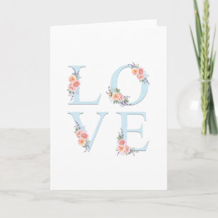 Love in Bloom Romantic Floral Typography Holiday Card