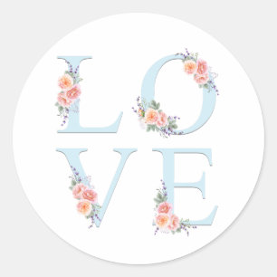Love in Bloom Rose Floral Classic Round Sticker