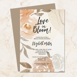 Love in Bloom Rustic Peach Flowers Bridal Shower Invitation