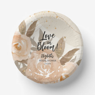 Love in Bloom Rustic Peach Flowers Paper Plate