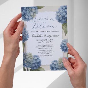Love in Bloom Rustic Spring Blue Hydrangea Invitation