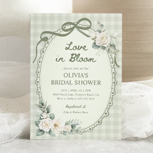 Love in Bloom Sage Green Floral Bridal Shower Invitation