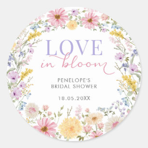 Love in Bloom Soft Wildflower Meadow Bridal Shower Classic Round Sticker