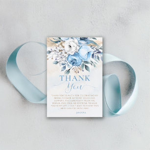 Love in Bloom Something Blue Roses Bridal Shower Thank You Card