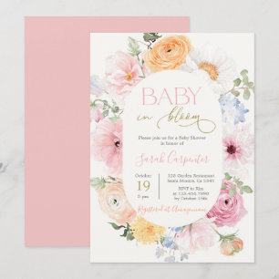 Love in Bloom Spring Floral Baby Shower Girl Invitation