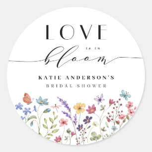 Love in Bloom Spring Summer Floral Bridal Shower Classic Round Sticker