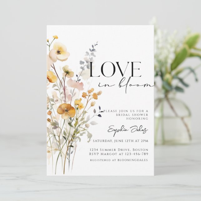 Love In Bloom Spring wildflower Bridal Shower Invi Invitation (Standing Front)