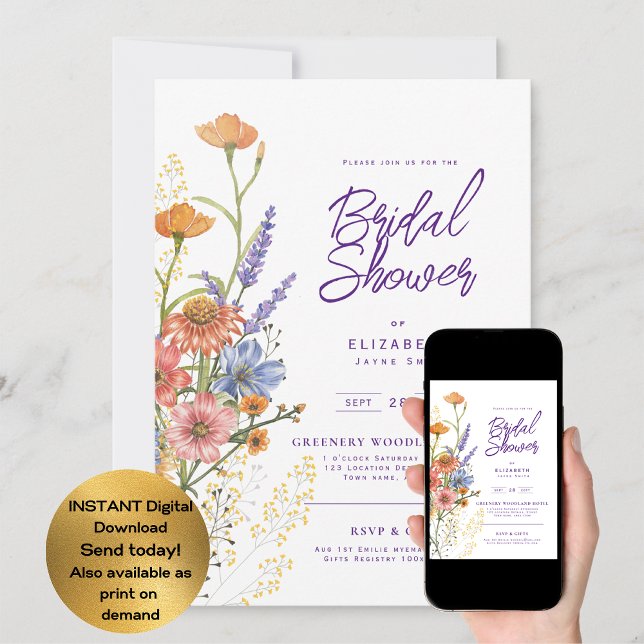 Love in Bloom Summer Wildflower Boho Floral Shower Invitation (Creator Uploaded)