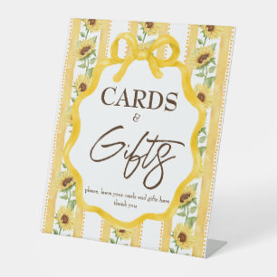 Love in bloom sunflower bridal shower gifts table pedestal sign