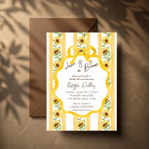 Love in bloom sunflowers stripped bridal shower invitation