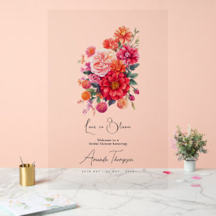 Love in Bloom Transparent Bridal Shower Welcome Acrylic Sign