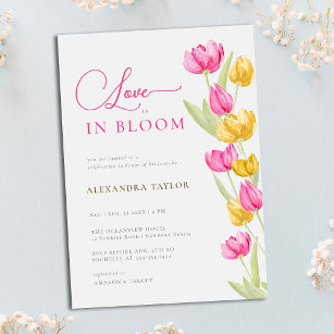Love in Bloom Tulips Calligraphy Bridal Shower Invitation