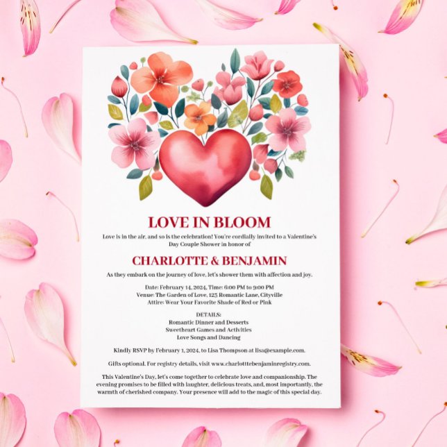 Love In Bloom Valentine Theme Couple Shower Invitation (Creator Uploaded)