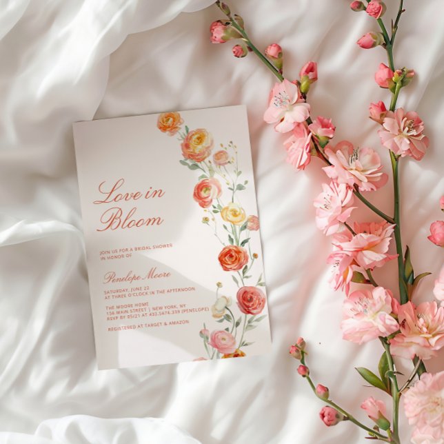 Love In Bloom Verona Sunset Orange Bridal Shower  Invitation (Creator Uploaded)