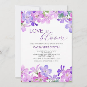 Love in Bloom Violet Geranium Bridal Shower Invitation
