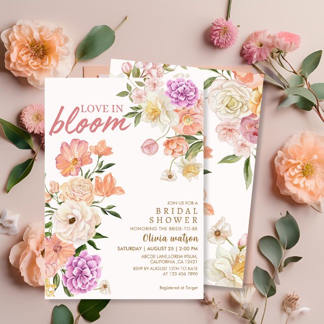 Love in bloom watercolor floral bridal shower invitation (Creator Uploaded)