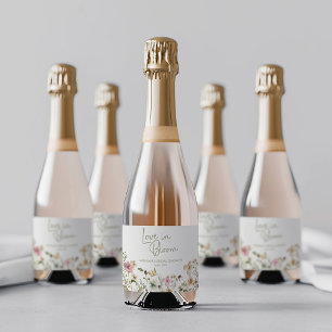 Love in Bloom Wedding Bridal Shower Sparkling Wine Label