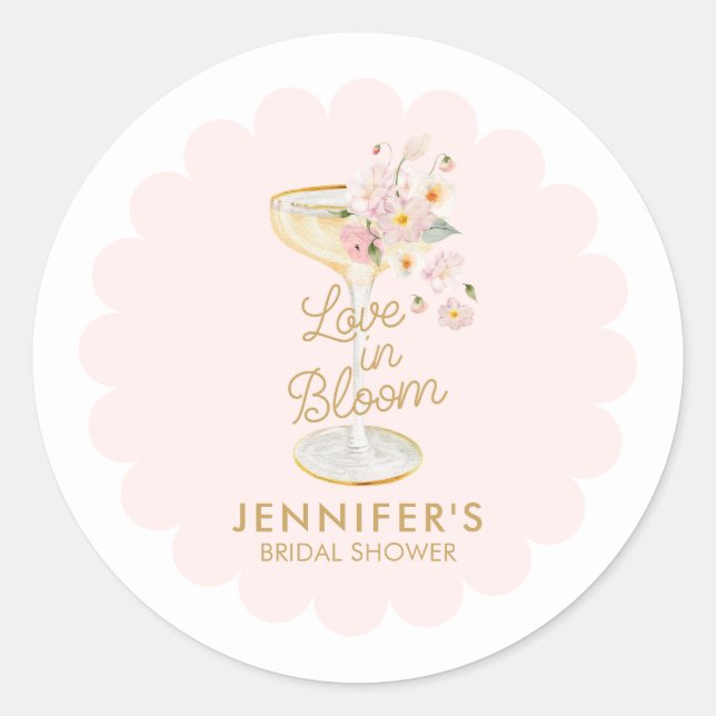 Love in Bloom Wedding Shower Favour Classic Round Sticker (Front)