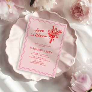 Love in Bloom Whimsical Handwritten Bridal Shower Invitation