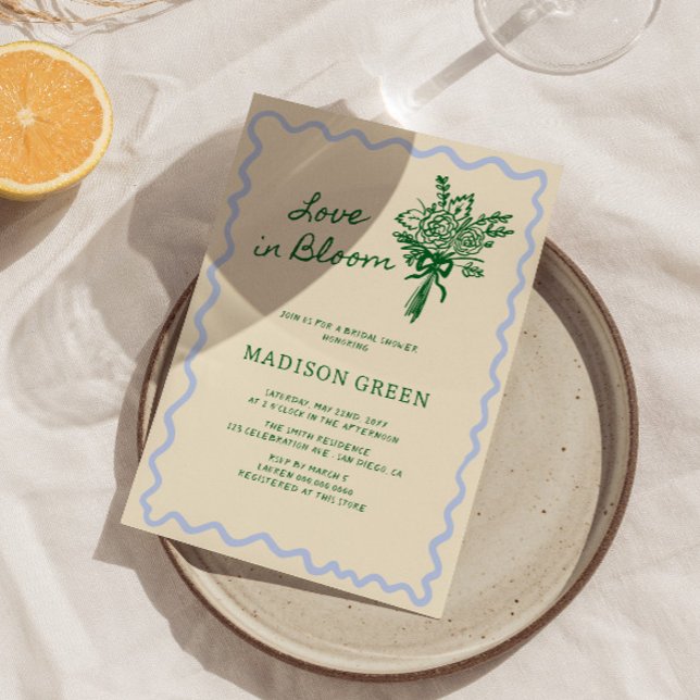 Love in Bloom Whimsical Handwritten Bridal Shower Invitation (Creator Uploaded)