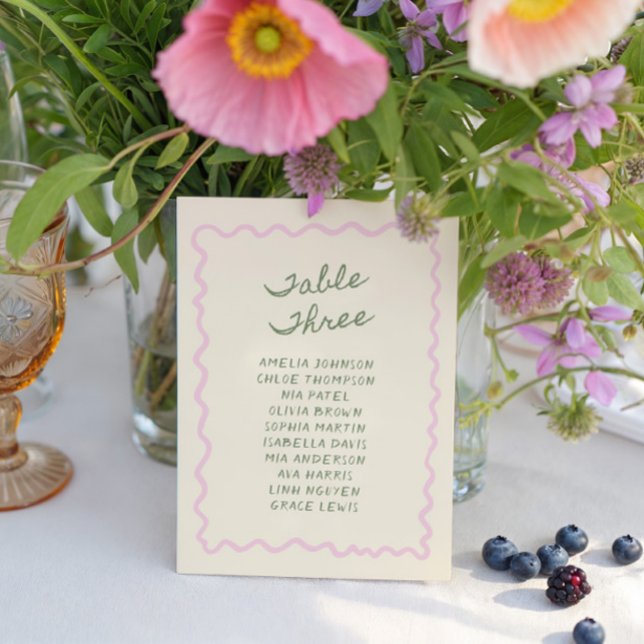 Love in Bloom Whimsical Handwritten Table 3 Card (Creator Uploaded)