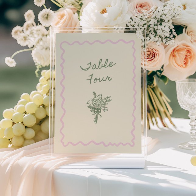 Love in Bloom Whimsical Handwritten Table 4 Card (Creator Uploaded)