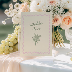 Love in Bloom Whimsical Handwritten Table 5 Card