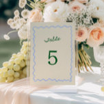 Love in Bloom Whimsical Handwritten Table Number<br><div class="desc">Celebrate the upcoming nuptials of your favourite bride-to-be in style with our quirky and whimsical table numbers! This design features a beautiful soft blue hand-drawn squiggle frame in a fun and playful style, accompanied by a casual, handwritten font that perfectly captures the excitement and joy of the occasion. The card...</div>