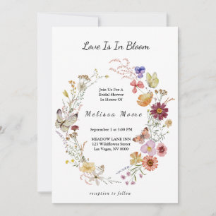 Love in Bloom Wildflower Bohemian Bridal Shower Invitation