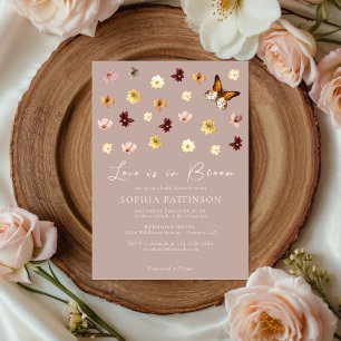 Love In Bloom Wildflower Boho Beige Bridal Shower Invitation
