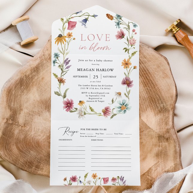 Love In Bloom Wildflower Bridal Shower All In One Invitation (Creator Uploaded)