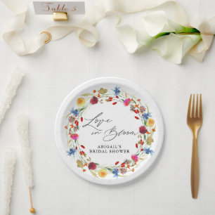Love in Bloom Wildflower Bridal  Shower Custom Paper Plate