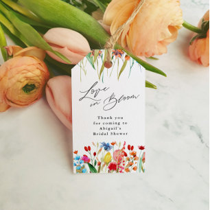 Love in Bloom Wildflower Bridal Shower Favour Gift Tags