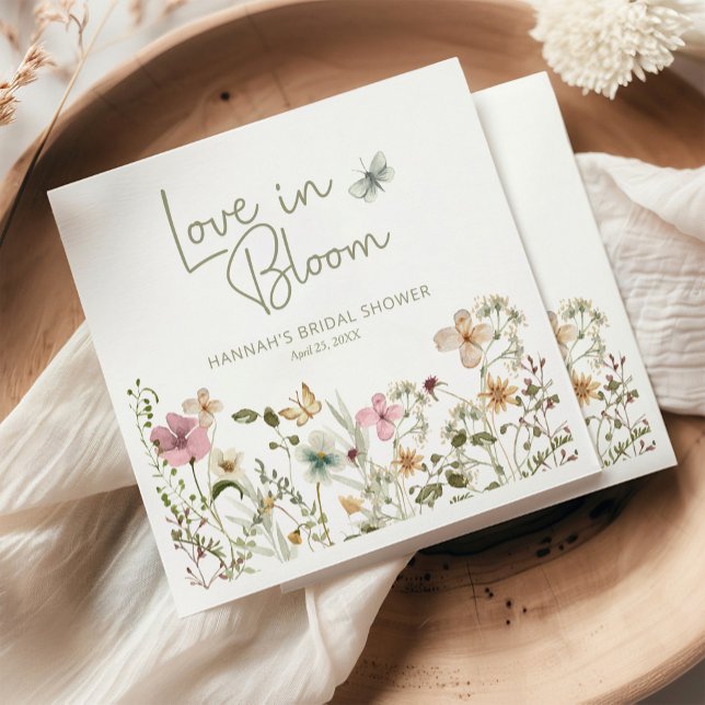 Love in Bloom Wildflower Bridal Shower Napkin (Creator Uploaded)