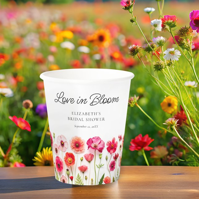 Love in Bloom Wildflower Bridal Shower Paper Cups (Creator Uploaded)