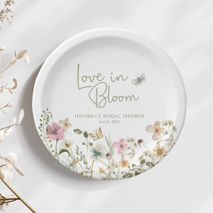 Love in Bloom Wildflower Bridal Shower Paper Plate