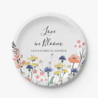 Love in Bloom Wildflower bridal shower Paper Plate