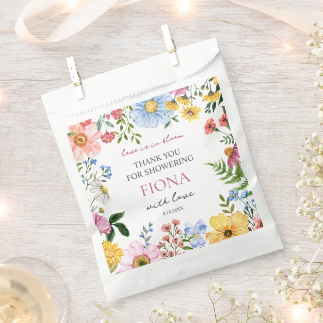 Love in Bloom Wildflower Bridal Shower Thank you Favour Bags (Clipped)