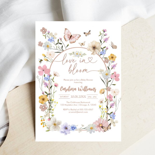 Love In Bloom Wildflower Butterfly Baby Shower Invitation (Creator Uploaded)