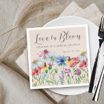 Love in Bloom Wildflower Charm Bridal Shower Napkin<br><div class="desc">Personalised Wildflower napkins with watercolor wild flowers and bouncy calligraphy. This rustic country botanical design is lettered with "love in bloom" and has a pretty border of wildflowers including daisy poppy cornflower coneflower buttercup bluebell and clover. An elegant modern floral perfect for girly, bohemian, cottagecore / countrycore, natural garden and...</div>