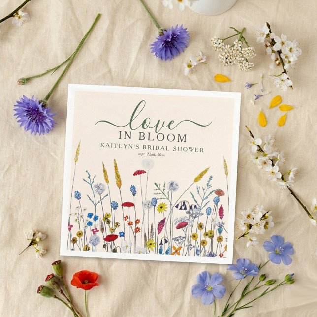Love in Bloom Wildflower Meadow Bridal Shower Napkin (Creator Uploaded)