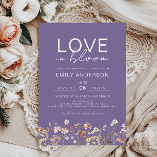 Love in Bloom Wildflower Purple Bridal Shower Invitation